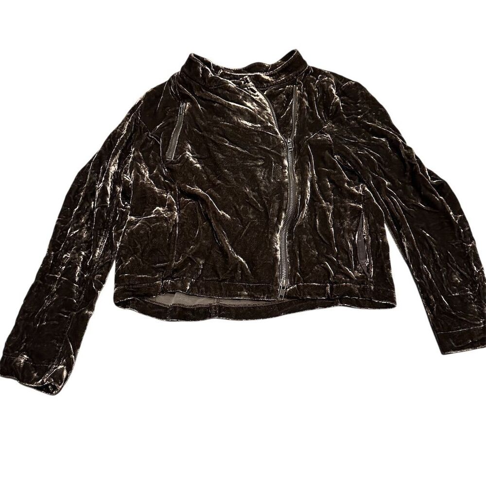 Elaine Kim Women's Black Velvet Silk Blend Jacket Size S Long Sleeve Formal Zip